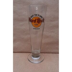 Fluted Hard Rock Cafe Save The Planet CHICAGO Pilsner Beer Glass 9"